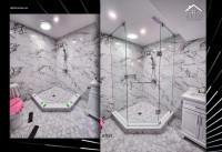 Glass shower and mirrors 