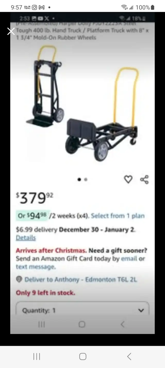 DOLLY  CONVERTIBLE 400 LB64959970314371122