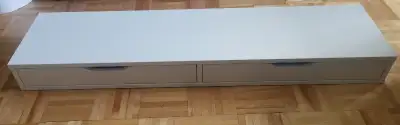 Long White wall shelf with two drawers