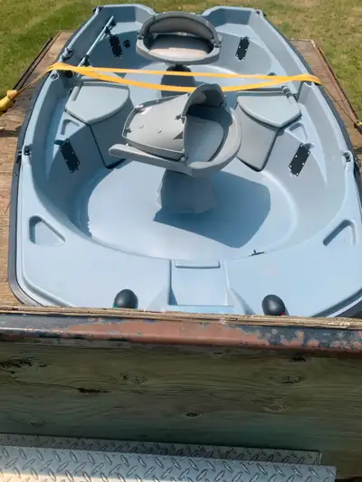 This boat is new and has never been used.Can have up to a 7.5 hp motor or electric or both.Has light...