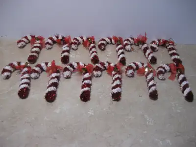 12 Large red & white candy cane decorations, View more