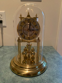 Anniversary Glass Dome Brass Mantel Clock
