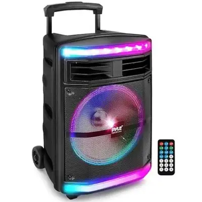 Pyle, Portable Party Speaker, 600W Bluetooth Karaoke Boombox, Portable Powered Speaker System, Inclu...