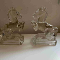 Glass horse bookends