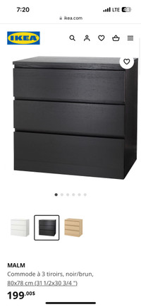 IKEA Malm 3 drawer chest / Commode à 3 tiroirs