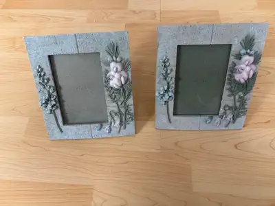Two 3.5" x 5.5" Stone type Picture frames.