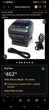 Zebra ZP450 Label Printer + Labels