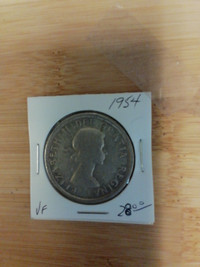 1954       VF Canada    80% Silver Dollar Coin