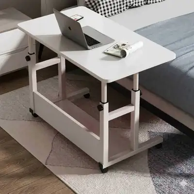 White Adjustable Rolling Desk / Laptop Table , View more