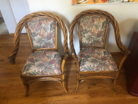 Vintage twisted rattan tiki bohemian armchairs - $250 each