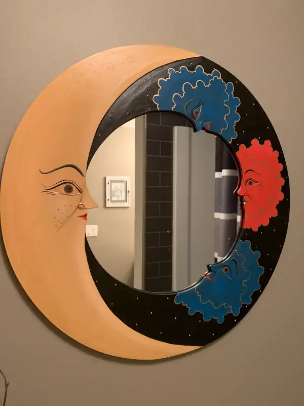 Yellow Moon & Engery Clouds Mirror 12" in Home Décor & Accents in Calgary - Image 2