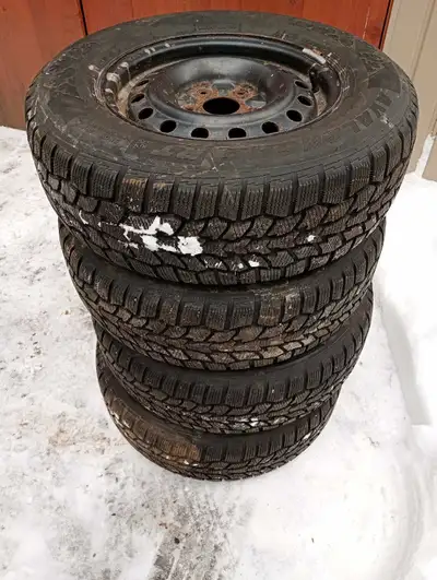 Set of 4 Hercules avalanche winter tires with steel rims. Came off of a 2010 Chrysler town and count...