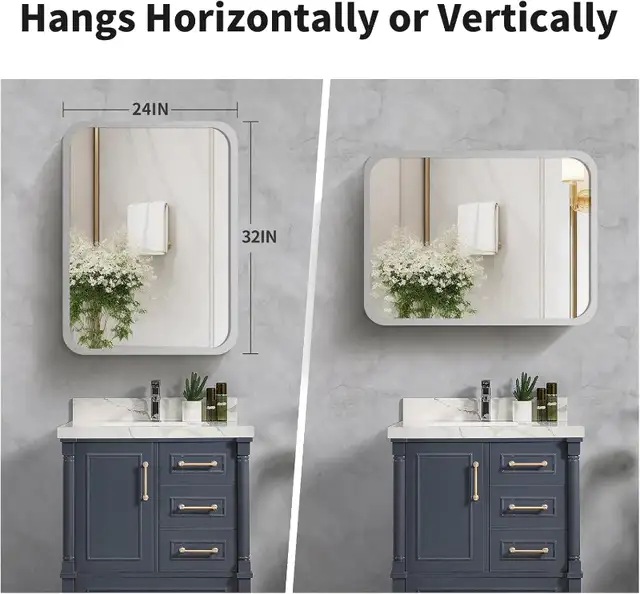 NEW Bathroom Mirror, 24x32 Inch Wall Mounted Mirror Silver frame in Home Décor & Accents in Markham / York Region - Image 8