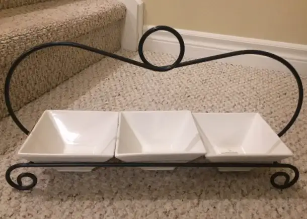 3 Ceramic Serving Dishes with Metal Rack - Brand New 20"x 6"62863731457155121