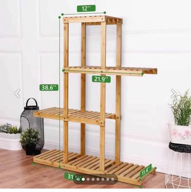  Bamboo Plant Stand, 4-Tier Plant Display Shelf, High Low  in Other in Mississauga / Peel Region