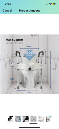 Raised Toilet Seat, Elevated Toilet Seat Riser with Handles Heig