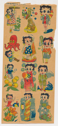 Betty Boop 12 Tattoos/Decals One Sheet Made in Japan 1939