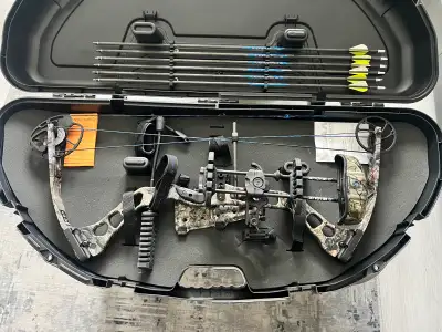 I'm selling a Quest compound bow, complete with arrows and a case. It's new and used once and ready...