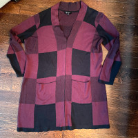 Lily Morgan Cozy Burgundy Red and Black Sweater Dress-Size XL