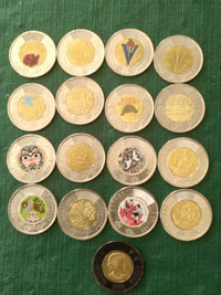 Canada Commemorative Toonies Coins - Coloured and Uncoloured
