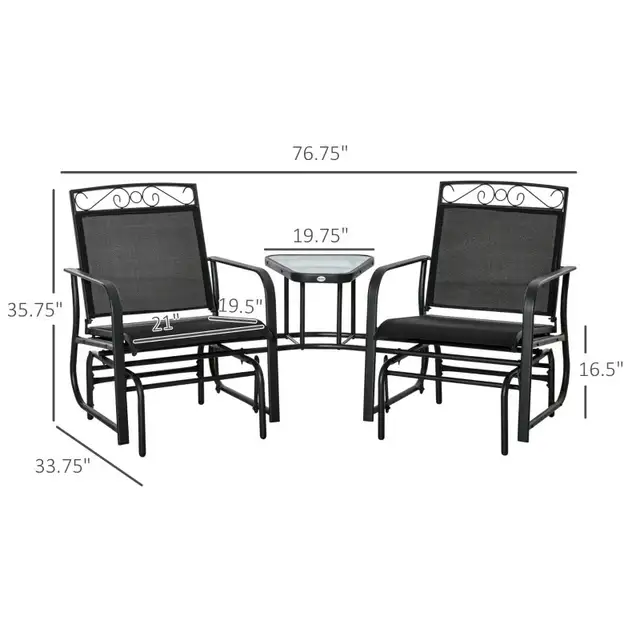 Outdoor Glider Bench with Coffee Table, Patio 2-Seat Rocking in Patio & Garden Furniture in Markham / York Region - Image 4