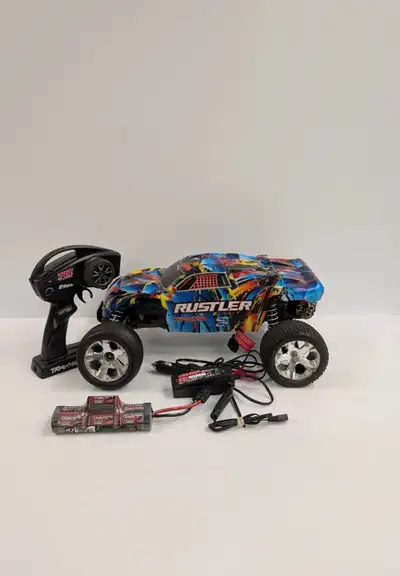 Traxxas Rustler RC Car Tested and working, in good used condition. Comes as shown. Pickup in Bowness...