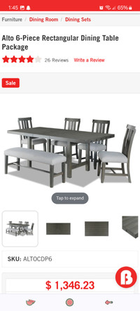 Dining table, bench and chairs