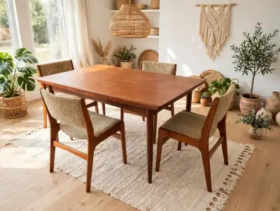 MCM Teak Extendable Dining Room Table and Chairs, View more