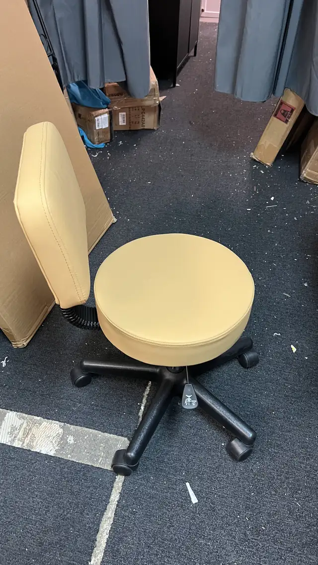 PU Leather Adjustable Rolling Stool, Round Swivel Drafting Stool in Chairs & Recliners in Markham / York Region - Image 2