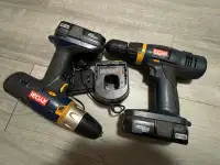 Two Ryobi drills with two lithium batt and a charger 