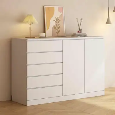 White 5-Drawer Sideboard with 2 Doors, View more