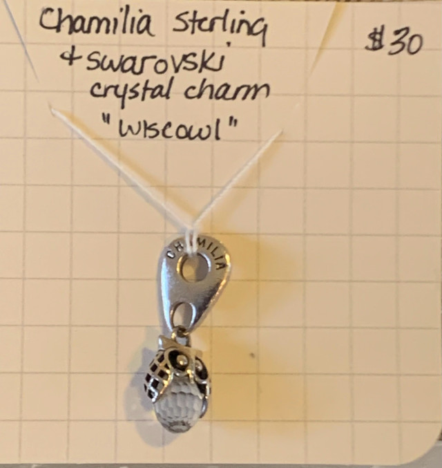 Chamilia "Wise Owl" Swarovski Crystal & Sterling Silver Charm in Jewellery & Watches in Winnipeg - Image 2