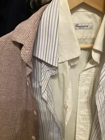 Italian “comicissima “ white shirt and stripe shirt Massimo Dutti burgsndy shirt Size M Gently worn...