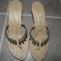 Ladies sandals $20 size 8, 2 1/2" heel by Pulse, brown worn once