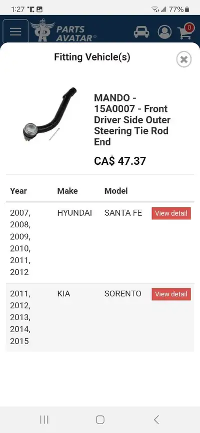 Pictures give retail pricing... this is about 50% of that... $24 each for the tie rod ends $68 each...