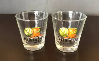 2 Vintage Bols Apricot Sour Cocktail Glasses, made in France, View more