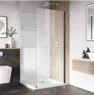 Brand new in the box 34" W x 74" H Shower Glass Panel, Frameless Fixed Shower Screen Door with 5/16"...