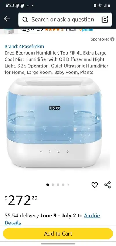 (BRAND NEW) Bedroom Humidifier, Top Fill 4L Extra Large , View more