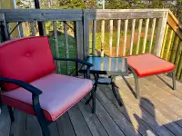  Patio furniture - two chairs, two footstools, side table