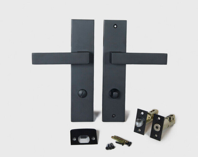 TOKYO / BREEZE Long Backplate Door Handle Lever Lock Set in Hardware, Nails & Screws in City of Toronto - Image 3