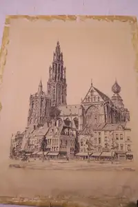 Pencil Sketch of Antwerp by H.R. Roodenburg