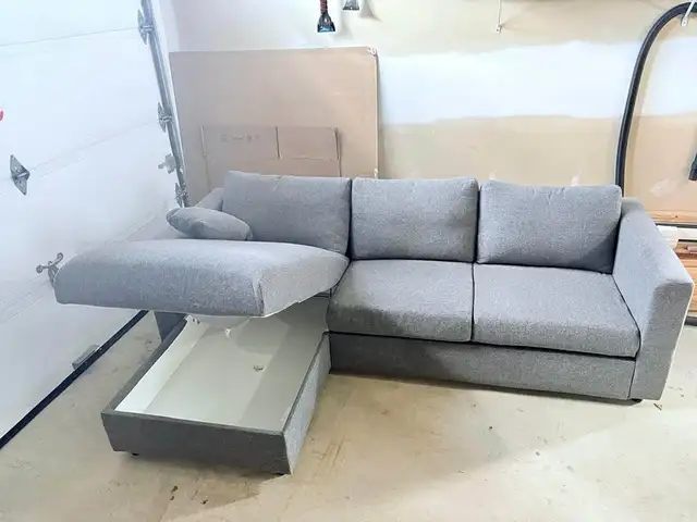 Grey Sectional Sofa with Storage
