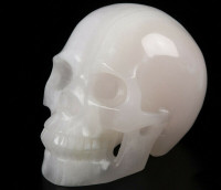 Huge 5.0" Pink Jade Crystal Skull! Hand carved, realistic.