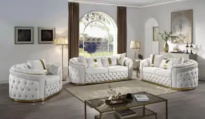 New Brand Modern White Tufted Sofa Set, View more