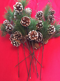11 fir and frosted pinecone picks