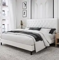 Faux Leather White Bed Frame