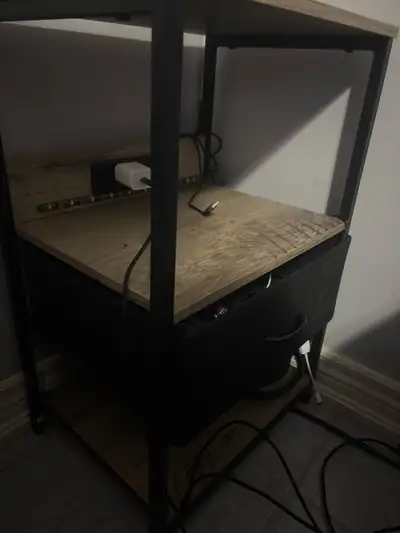 Bed Side Table with Charging Ports and LED light, View more