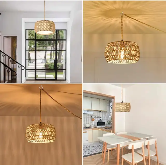 ALAISLYC Boho Rattan Pendant Lights Farmhouse 12 Inch in Indoor Lighting & Fans in City of Toronto - Image 6