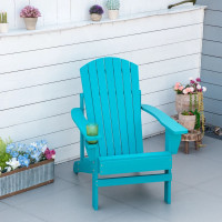Classic Adirondack Chair, Garden Deck Chair with Cup Holder for 