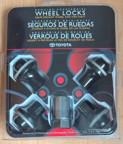 Toyota OEM Rim / Wheel Locks Black. Fits current 6-Bolt Truck Rims: Tacoma, Tundra, Hylander, 4Runne...